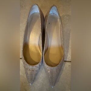 Stuart Weitzman Croc-Embossed Flats in Gray